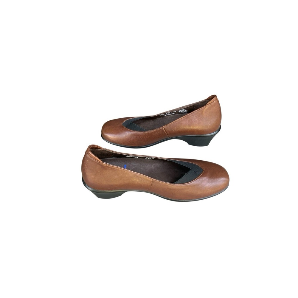 Wolky Brown Leather Slip On Wedge Comfort Shoes 39